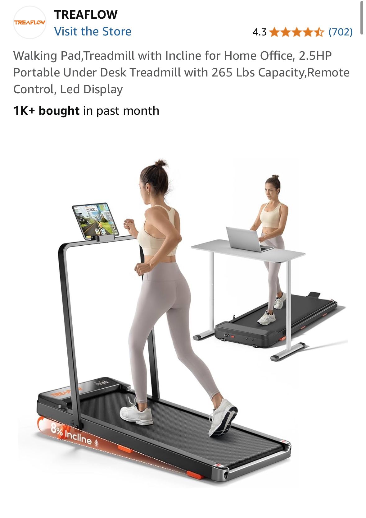 Walking Pad,Treadmill with Incline for Home Office