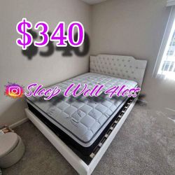 New Queen Bed W Mattress 
