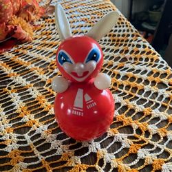 Rare Vintage Celluloid Roly Poly Rabbit Toy