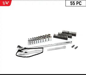 GEARWRENCH 1/4 in. Drive 6-Point SAE/Metric Slim Flex-Head Ratchet and Socket Mechanics Tool Set (55-Piece)=Tools-980