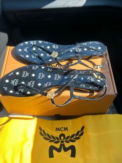 MCM Black Monogram Jelly Sandals size 9