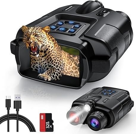 Ruaiok Night Vision Goggles - 4K FHD Infrared Binoculars with 8X Digital Zoom