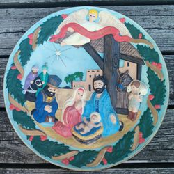 Vintage Nativity Scene Relief Plate