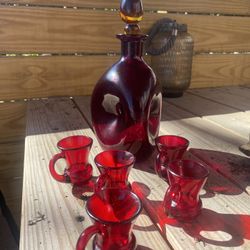 Vintage Glass Decanter Set