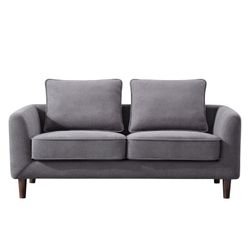 57" W Mid Century Modern Chenille Loveseat Sofa, Solid Wood Frame, Bedroom & Living Room, Small Office Couch(Dark Gray)
