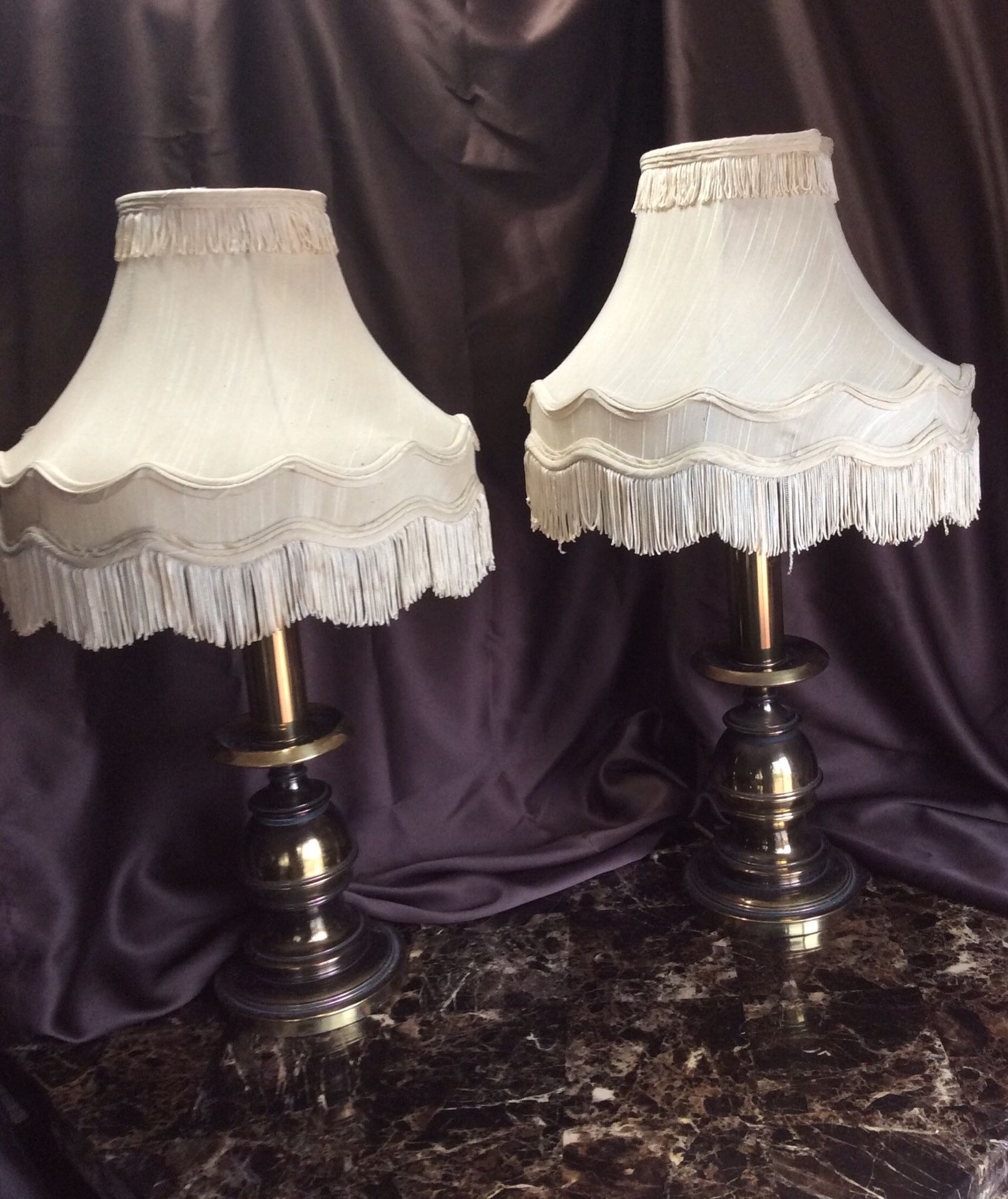 Antique Brass Finish Lamp Set