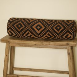 Woven Leather Bolster Pillow W/ Insert