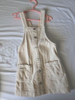 Toddler Cream Corduroy Overall Dress