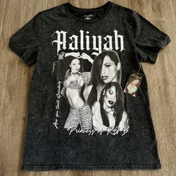 Aaliyah Forever Short Sleeve Acid Wash Tee Princess of R&B T Shirt size Med WMNS