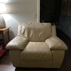 Leather Oversized Chair - Tan