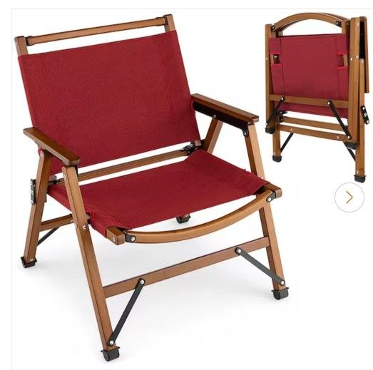 Patio Folding Camping Beach Chair Portable Picnic Fishing Bamboo Frame Armrest Set Of 2
