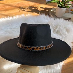 Black fedora with leopard band, brand new