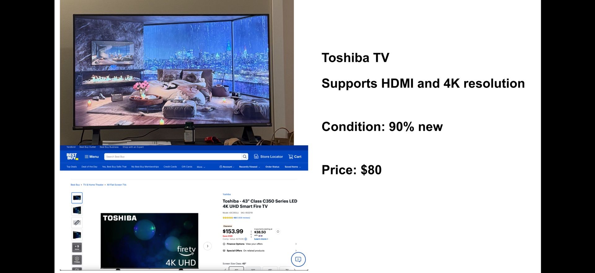 Toshiba TV Supports HDMI and 4K resolution