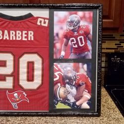 RONDE BARBER HALL OF FAMER OF THE TAMPA BAY BUCCANEERS CUSTOM, BRANDED, AUTHENTIC FRAMED JERSEY.