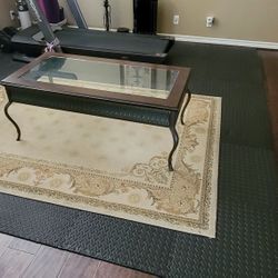 Glass/metal Table And Rug