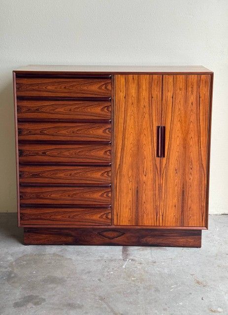 Westnofa Rosewood Armoire Gentlemans Chest - Mid Century 14 Drawer Highboy Dresser