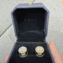 2.0CT Moissanite Halo Stud Earrings Gold Plated GRA New