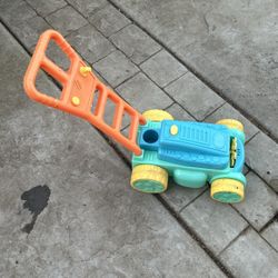 Kids Lawn Mower Bubble Maker  Orange Blue Green Yellow Wheels 