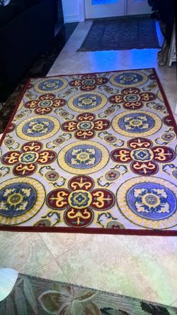 Medallion Area Rug Multicolor Suzani Pattern