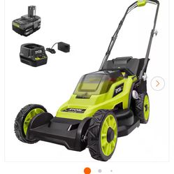 RYOBI 18V 13 In. Cordless Battery Walk Behind Push Lawn Mower With Battery And Charger $200