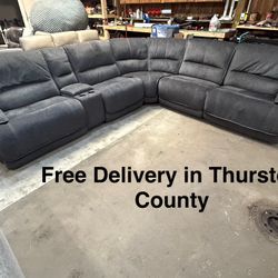 Fabric Power Reclining Sectional with Power Headrest