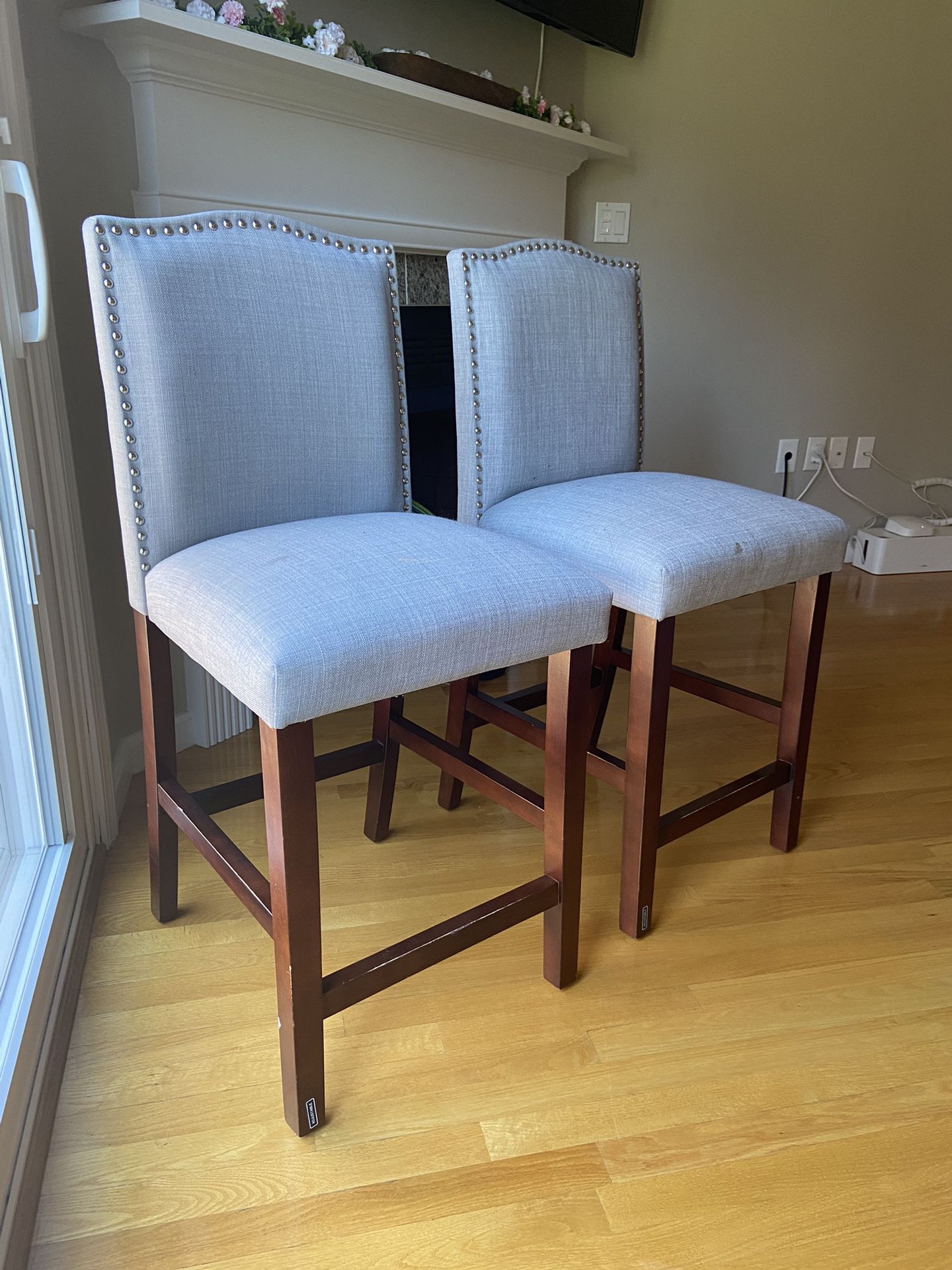 Set Of 2 Counter Height Upholstered Chairs 