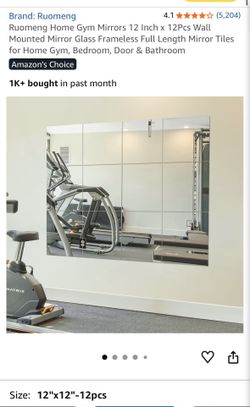 Home Gym Mirrors 12 Inch x 12Pcs Wall Mounted