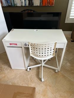 White IKEA Desk & Rolling Chair  Set – Great for Student, Teen or Home Office