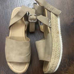Women’s light brown wedge sandals size 8 by Soda