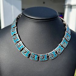 Jewelry 925 sterling silver 16.0”  Turquoise 16mm necklace chain 104.80g