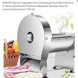 NEWTRY Electric Vegetable Slicer Commercial Fruit Slicer Machine 0-10mm (25/64inch) Thickness Adjustable Stainless Steel for Lemon Potato Onion 110V U