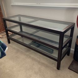Pottery Barn Glass TV Console Table 54” L x 18” W x 24 5/8” H