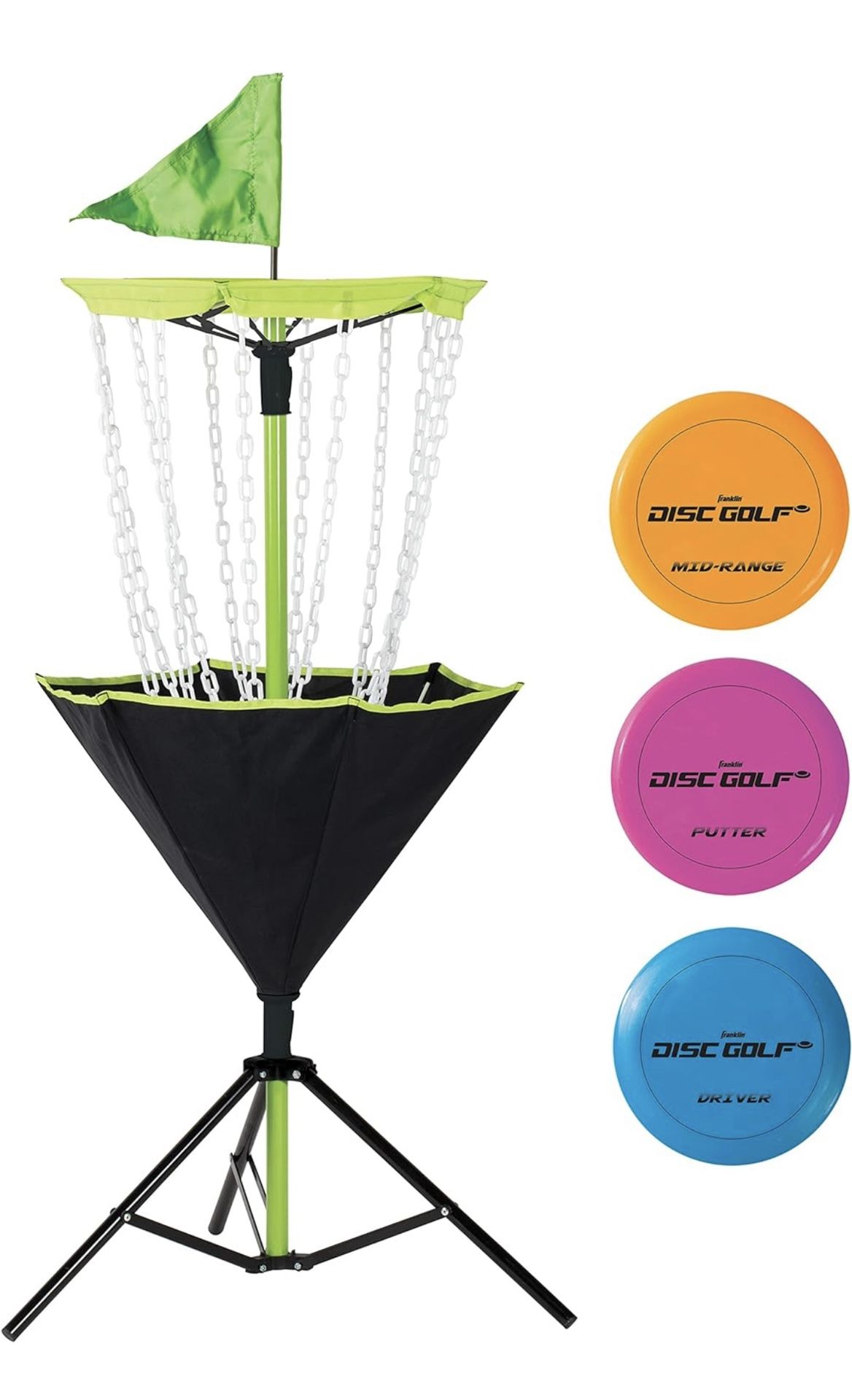 Franklin Sports Disc Golf Baskets - Portable Disc Golf Target with Chains Included - Disc Golf Basket Stand Equipment for Hole + Course Creation