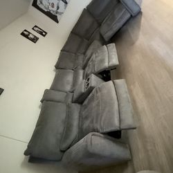 Grey Reclining Sectional 