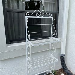 Antique Bakers Rack - White Metal