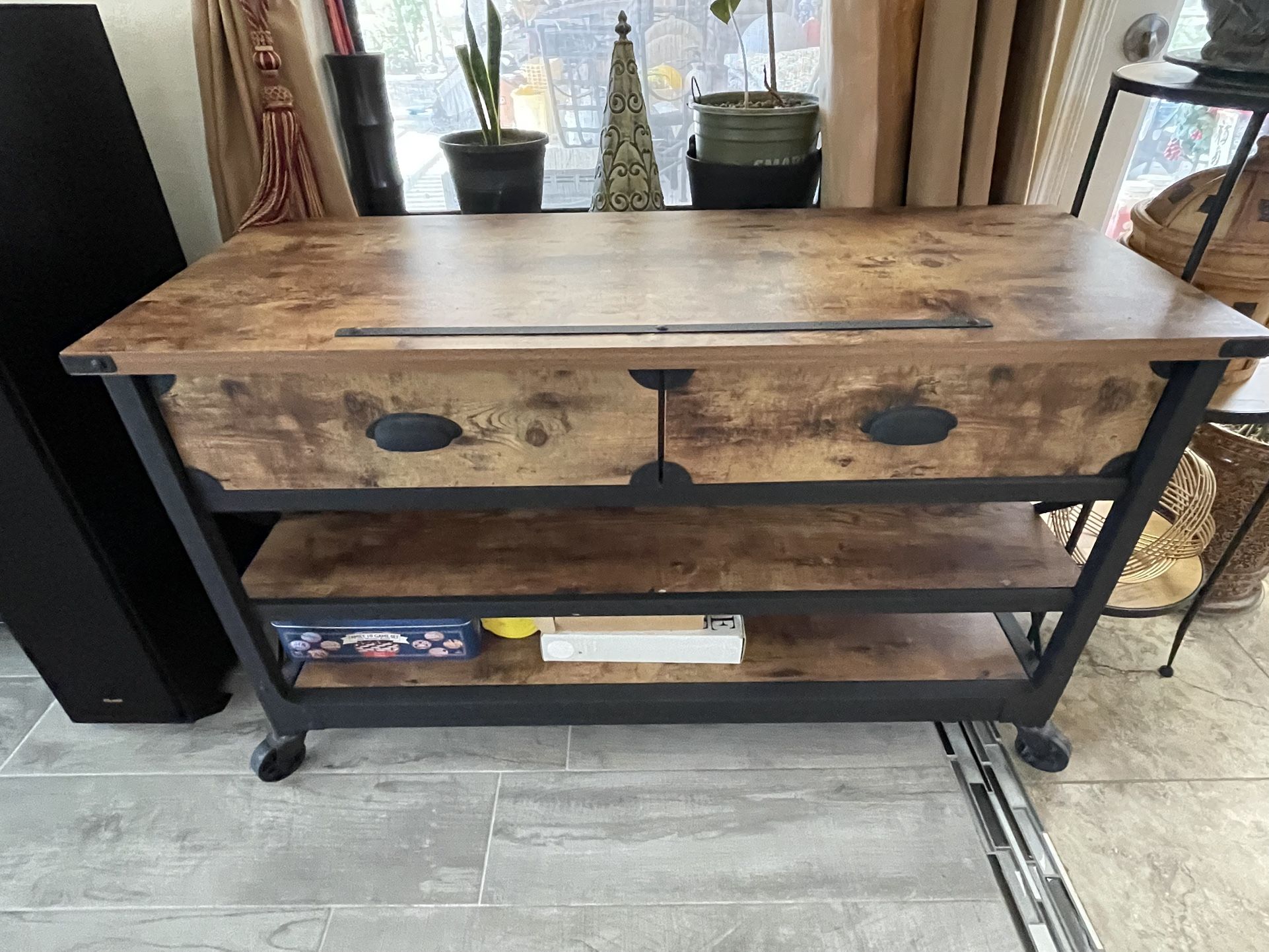 Wooden Rolling Carts/ entertainment Center 