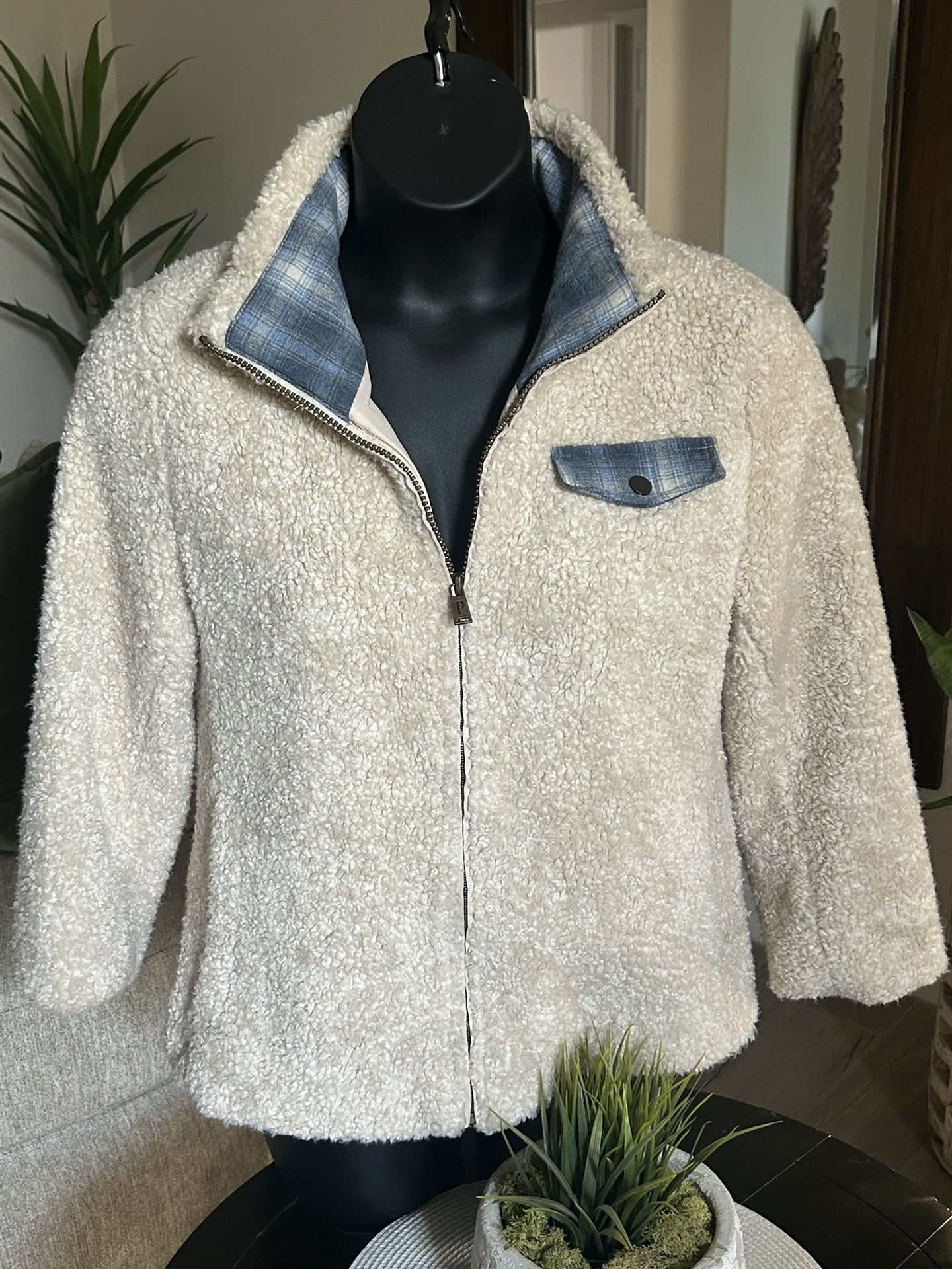 Pendleton Sherpa Jacket Sz M Women Zip Front Coat