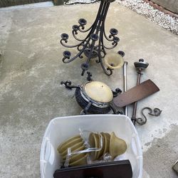 Complete Chandelier And Fan W/Lights Set $ 100.00 For Both 