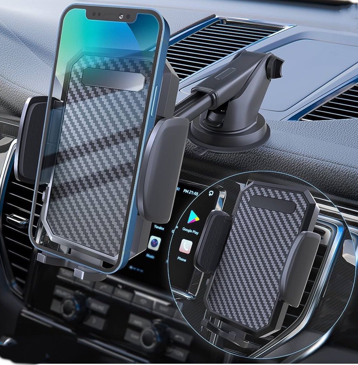 Eyemay Car Mount Phone Holder Dashboard & Windshield - Black