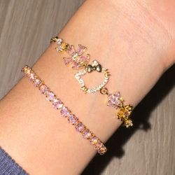 Hello kitty inspired gemstone bracelets