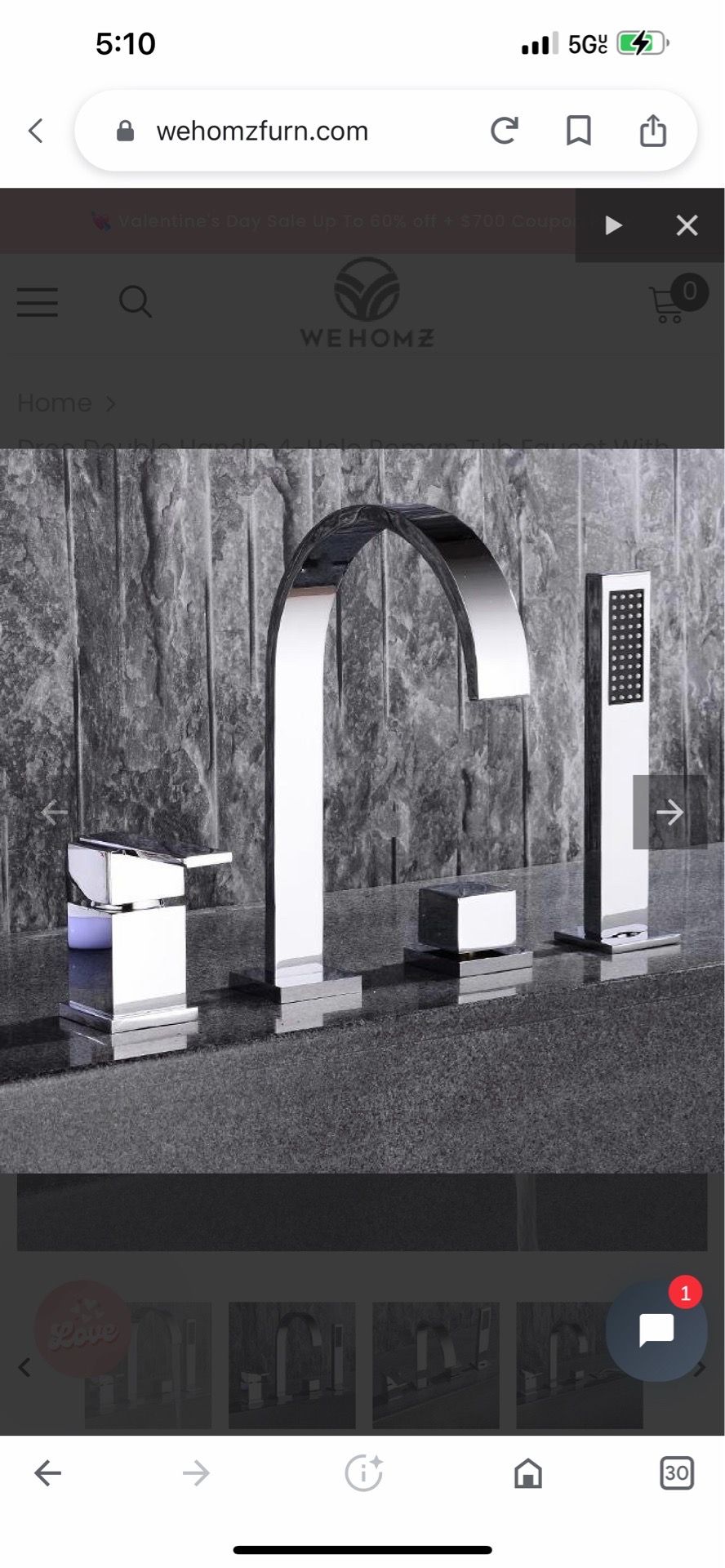 Dree Double Handle 4-Hole Roman Tub Faucet With Hand Shower Modern Style Solid Brass Sh37