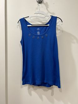St John’s Bay Sz L Blue Embellished Tank Top