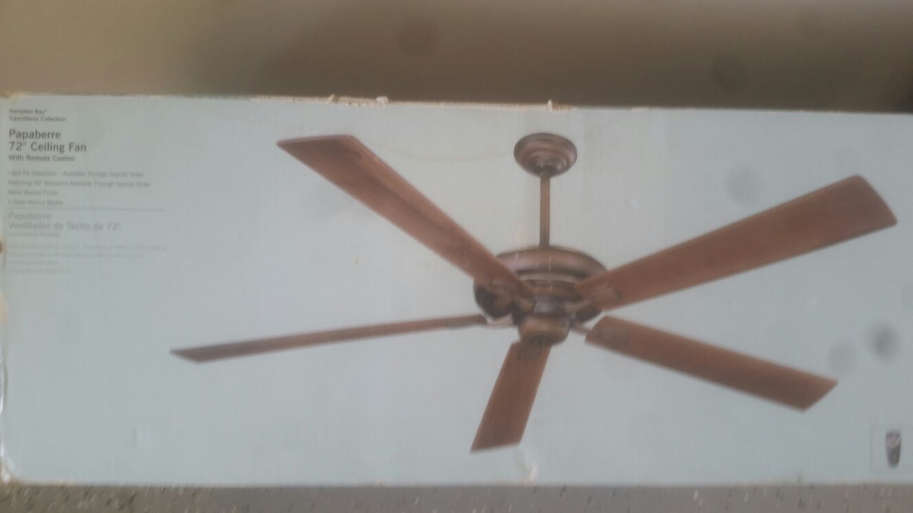 BRAND NEW 72 inch Hampton Bay ceiling fan with 12 inch downrod