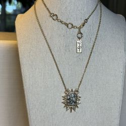 Jessica Simpson Stone and Clear Triangle Crystal Pendant Necklace