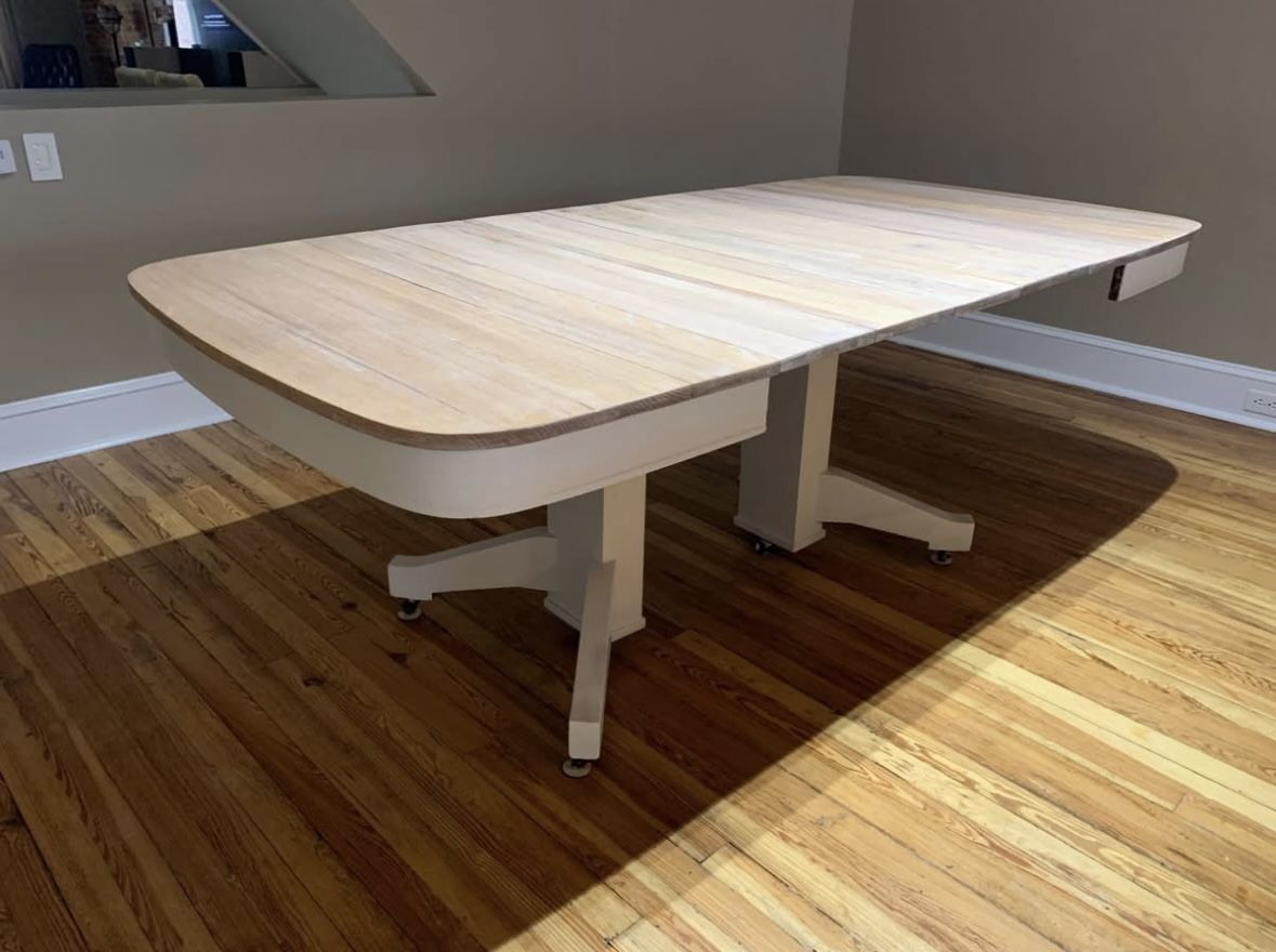 Bleached Oak Dining Room Table -5Leaves