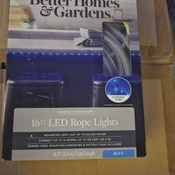 Better Homes & Gardens Plug in, 7.2 Watt, 16 Foot Blue LED Rope Light for Indoor or Outdoor Use