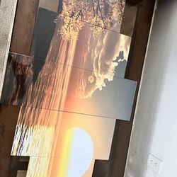 5 Panels Wall Art Sunset And Ocean Waves 
