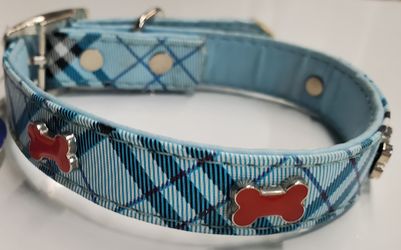 Light Blue or Light Brown Plaid Dog Collar