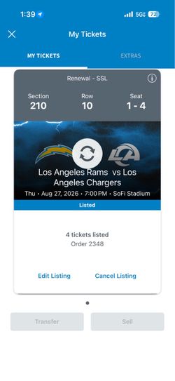 2 or 4 Rams vs chargers preseason  tix $35