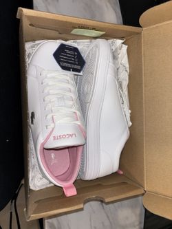 Lacoste Court Base 224 1 SFA Women’s Sneakers White Pink Leather Size 6.5 New